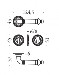 Дверная ручка Colombo Design Antologhia Impero KIM11 RBY 0.50D BR GR