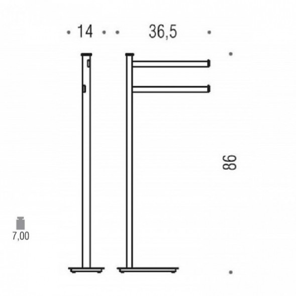Стойка COLOMBO DESIGN UNITS B9103 напольная с 2 полотенцедержателями