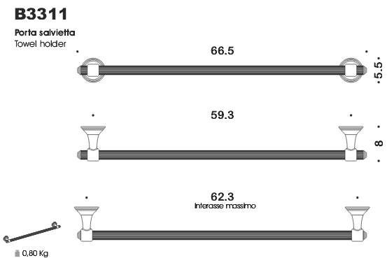 Полотенцедержатель COLOMBO DESIGN HERMITAGE B3311.GOLD широкий
